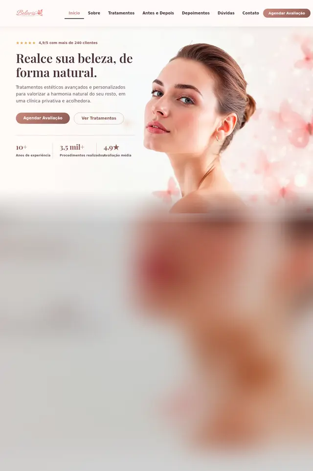 Belaris - protótipo de site institucional para clínica de estética