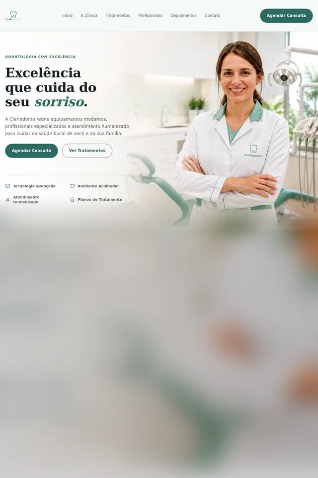 Clariodonto - protótipo de site institucional