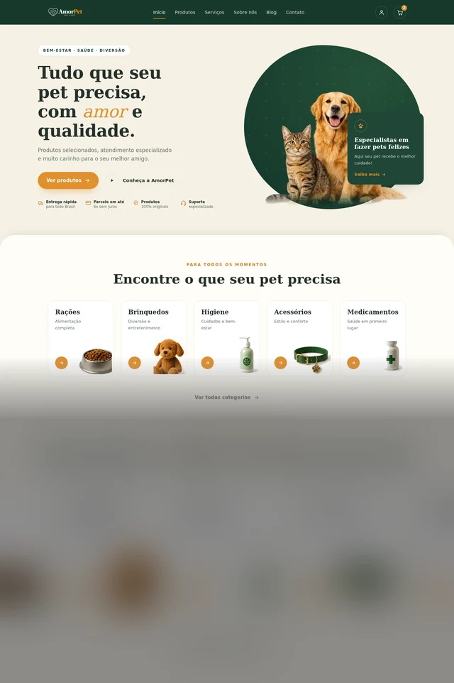 AmorPet - protótipo de e-commerce para pet shop